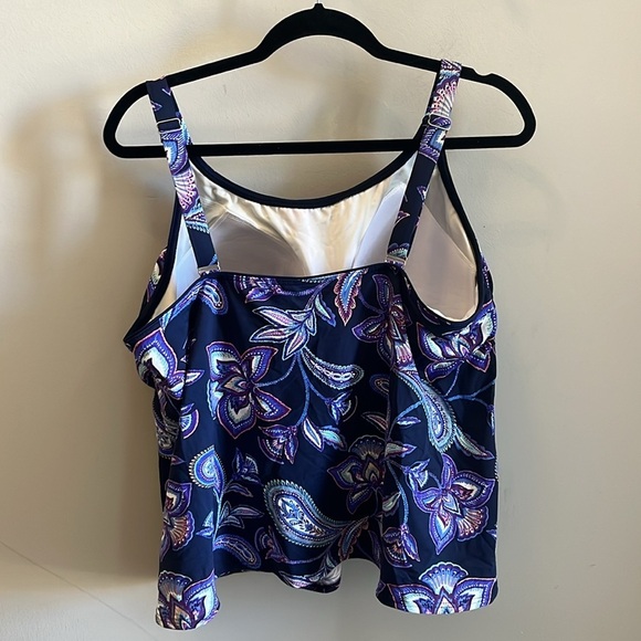 Lands End Tankini Top & Bottom Navy Blue Paisley 2-Piece Size 22W - Picture 3 of 10